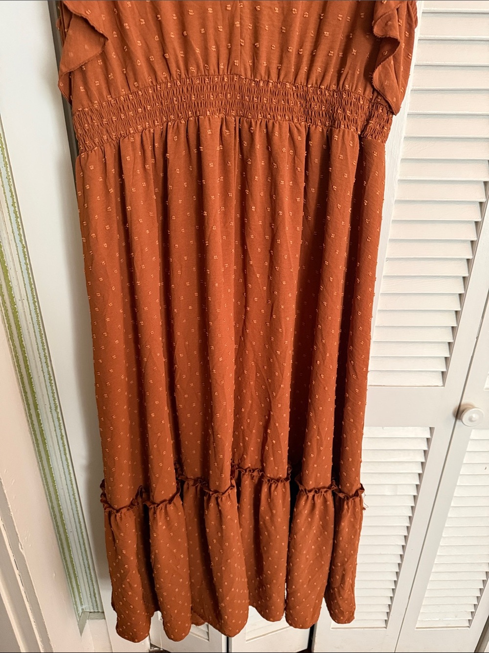 SHEIN Rust Floral Embroidered Ruffle Dress - Picture 9 of 9